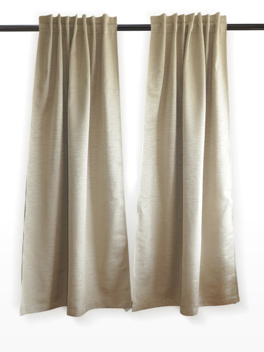 Door Curtain | Solid Beige Polycotton Curtain | Back Loop | 54 Inch x 84 Inch | 7 ft