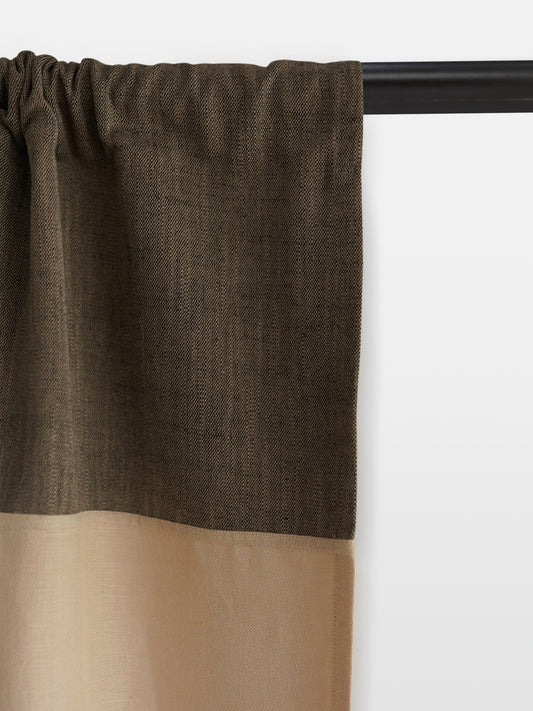 Door Curtain | Two Tone Brown & Peach Patchwork Curtain | Back Loop | 52 Inch x 84 Inch | 7 ft