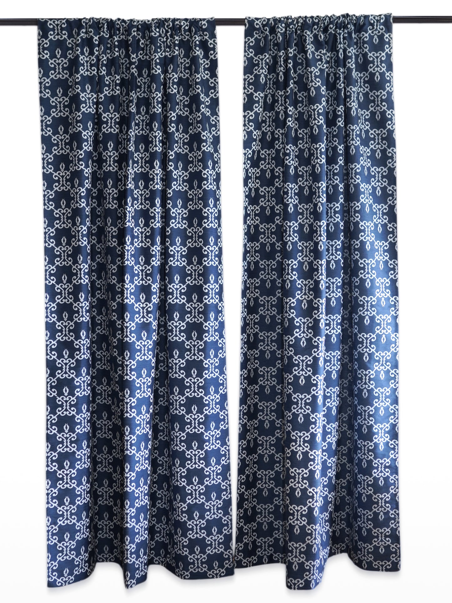 Door Curtain Screen Printed Abstract Rod Pocket Dark Blue - 52" X 90"