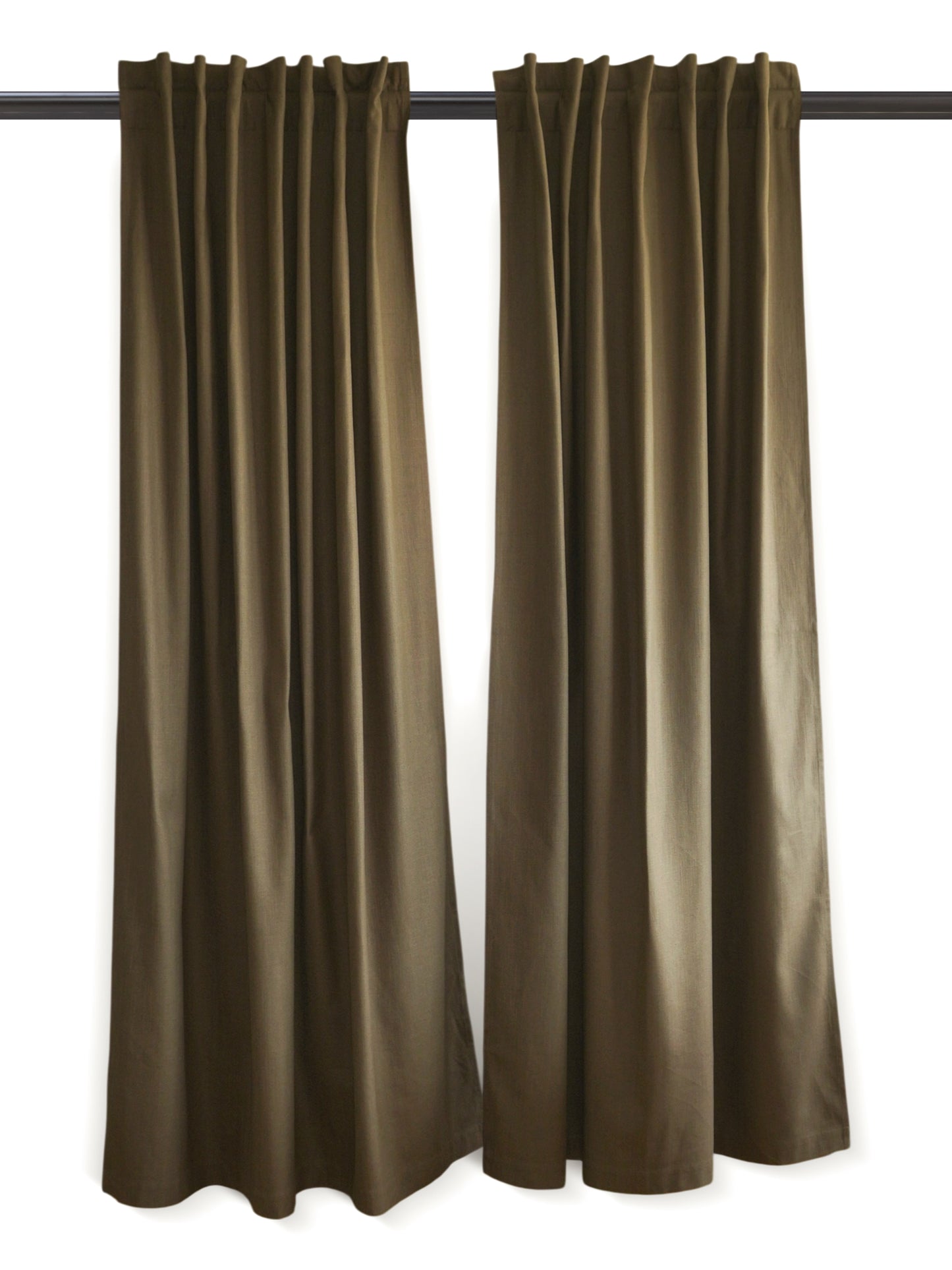 Door Curtain Cotton Blend Solid Brown - 52" X 84" (Hidden Loop)
