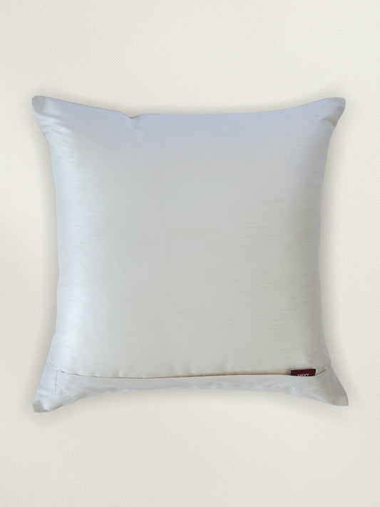 Applique Embroidered Cushion Cover 16 Inch x 16 Inch | Off White