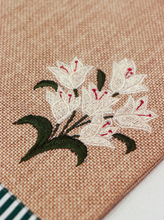 Floral Embroidered Tote Bag | Valentine's Day Gift | Brown & Green - 11x15 inch