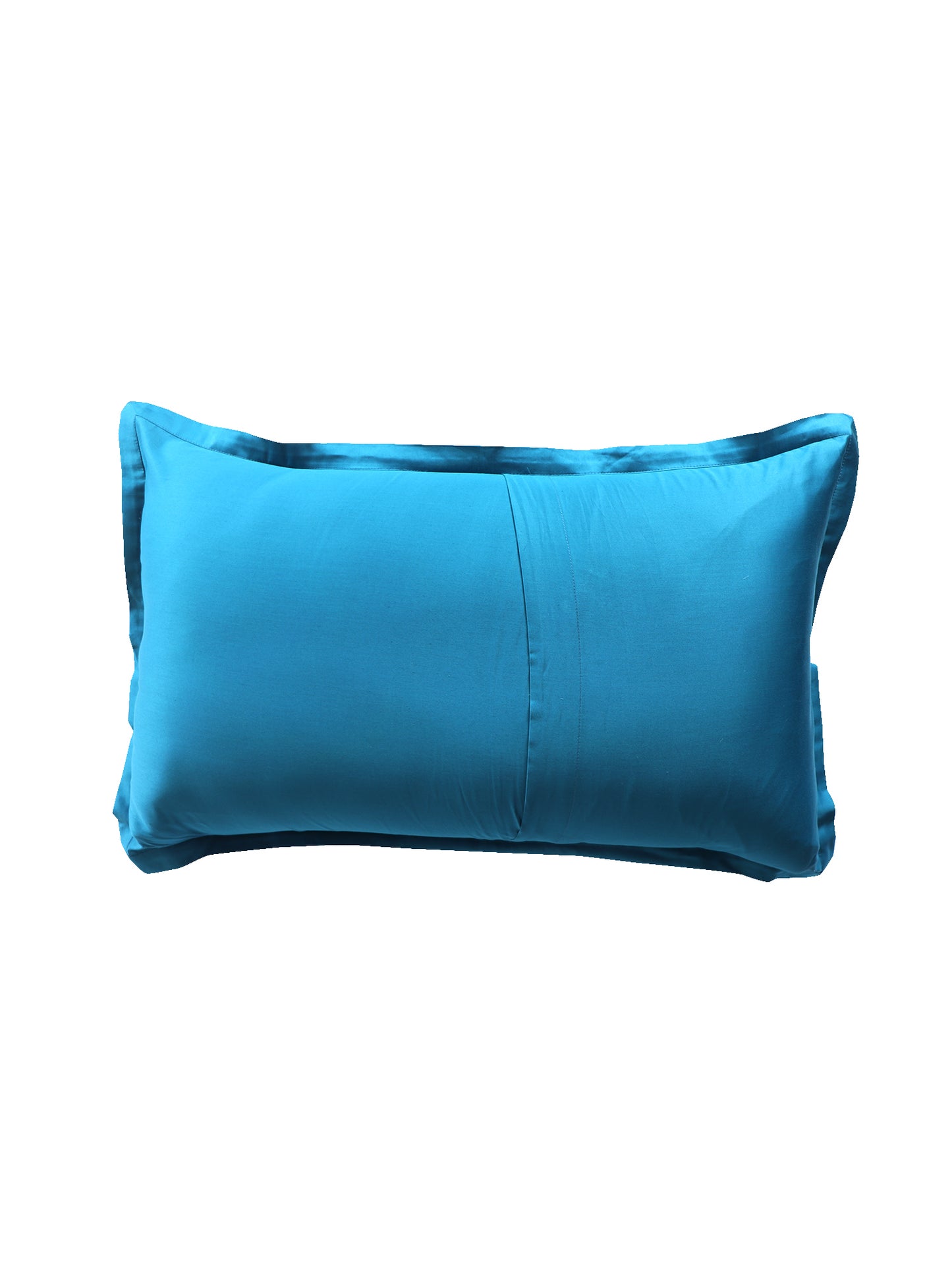 back side of 17x27in blue pillow sham cover in 400tc 100% cotton fabric