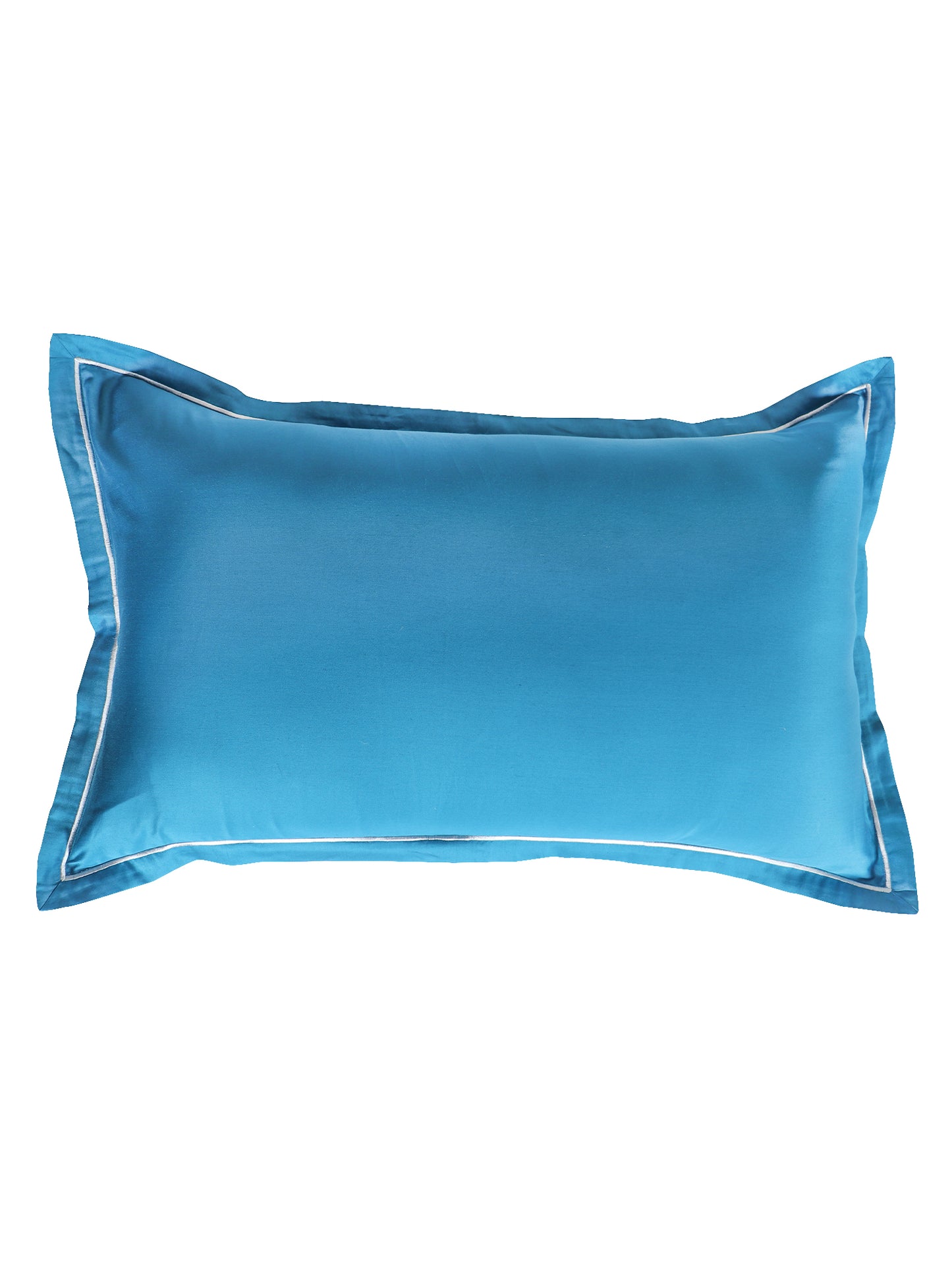 teal blue colored pillow sham cover for king size embroidered bedsheet