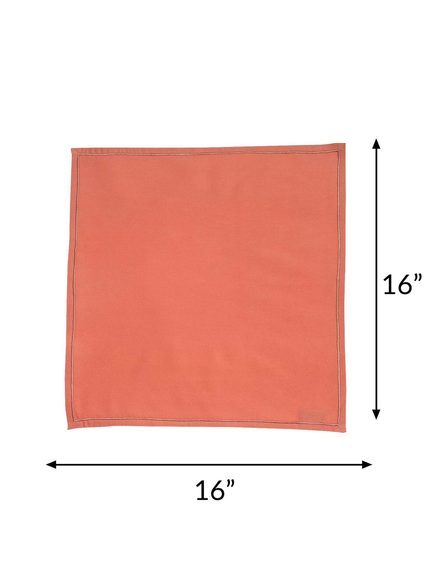 embroidered set of 6 dinner napkins in cark coral color - 16x16 inch