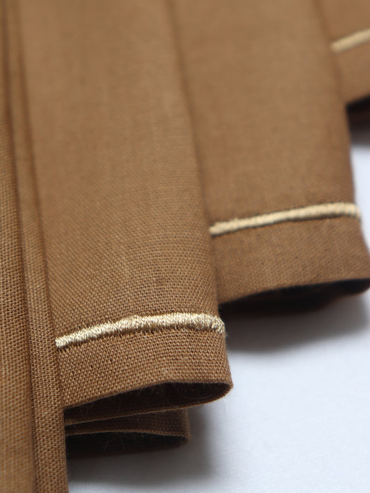 Dinner Napkins 6pcs Set Cotton, Embroidered Napkins for Dinner table Golden Brown - 16"x16"