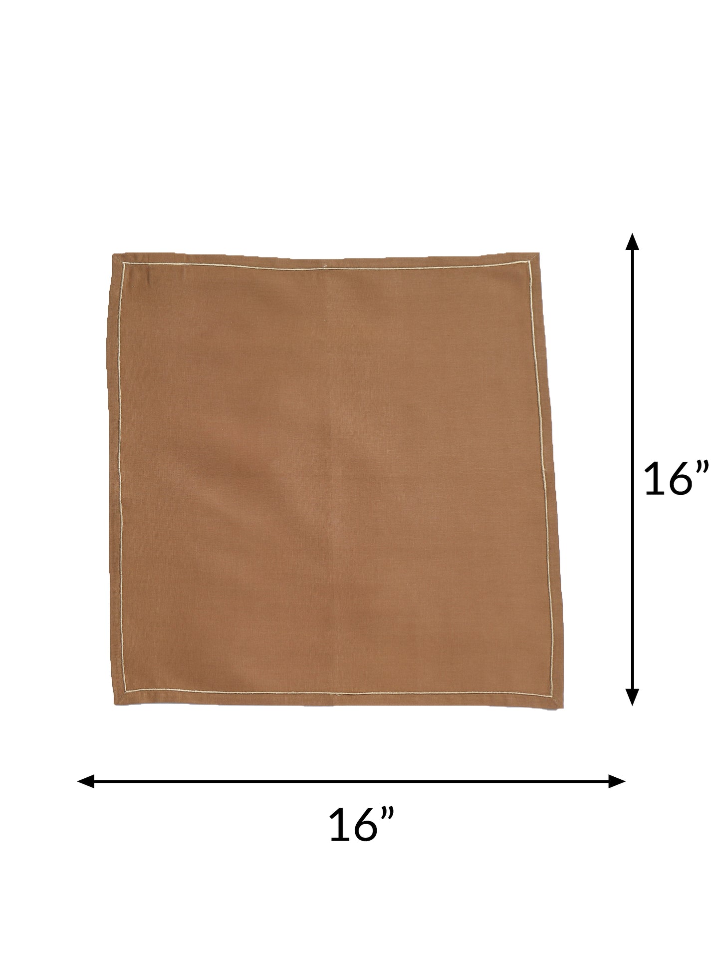 Dinner Napkins 6pcs Set Cotton, Embroidered Napkins for Dinner table Golden Brown - 16"x16"