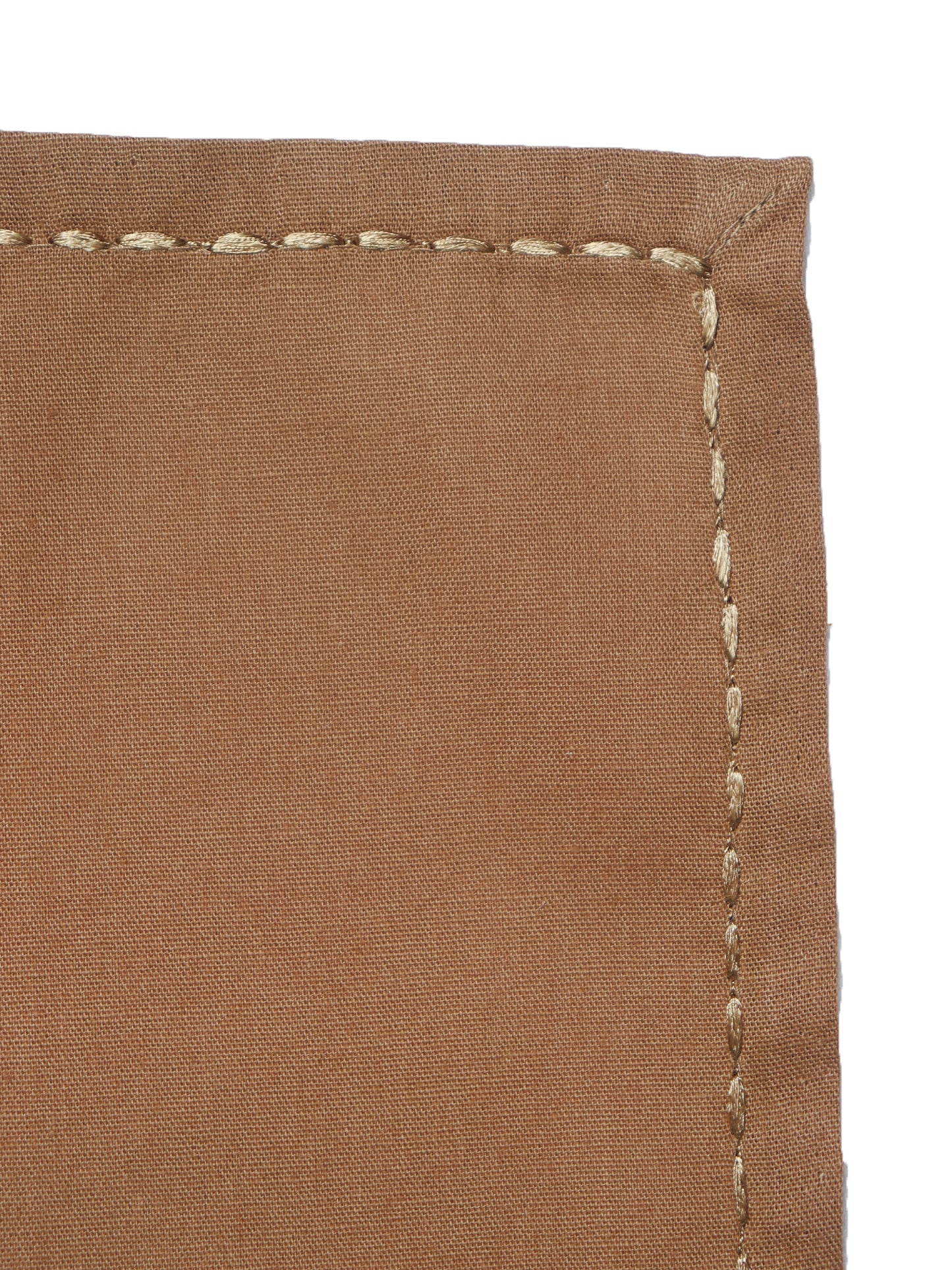 closeup of chawal taka embroidered set of 6 dinner napkins in brown color - 16x16 inch