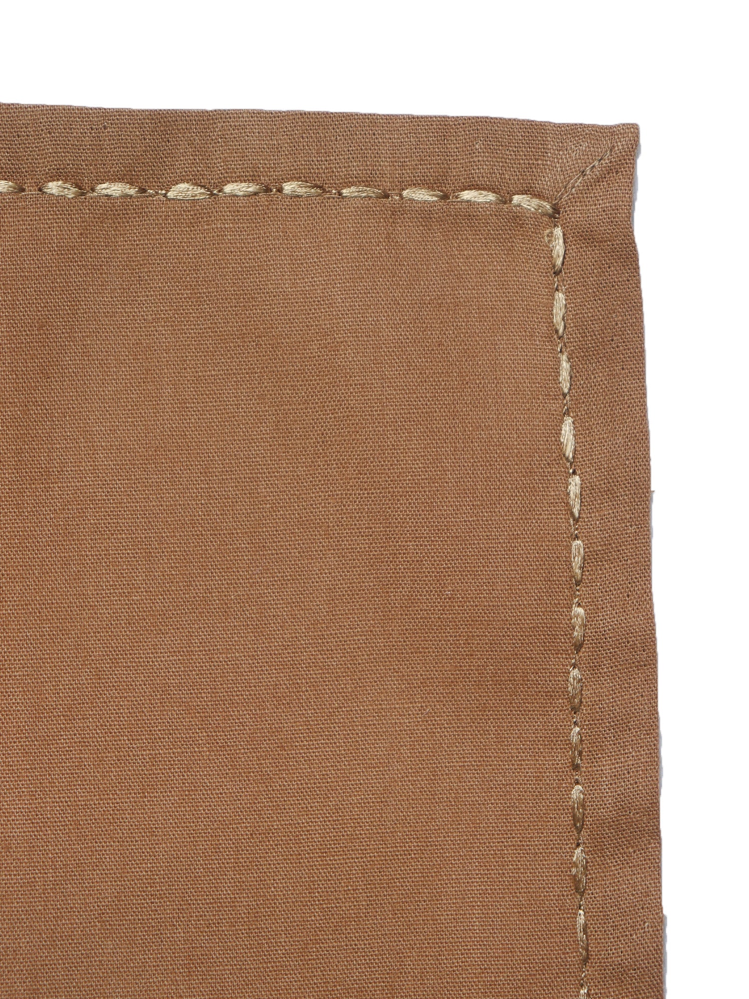 closeup of chawal taka embroidered set of 6 dinner napkins in brown color - 16x16 inch