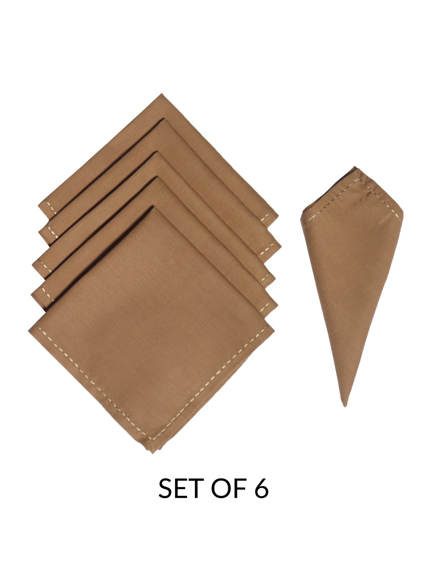 chawal taka embroidered set of 6 dinner napkins in brown color - 16x16 inch
