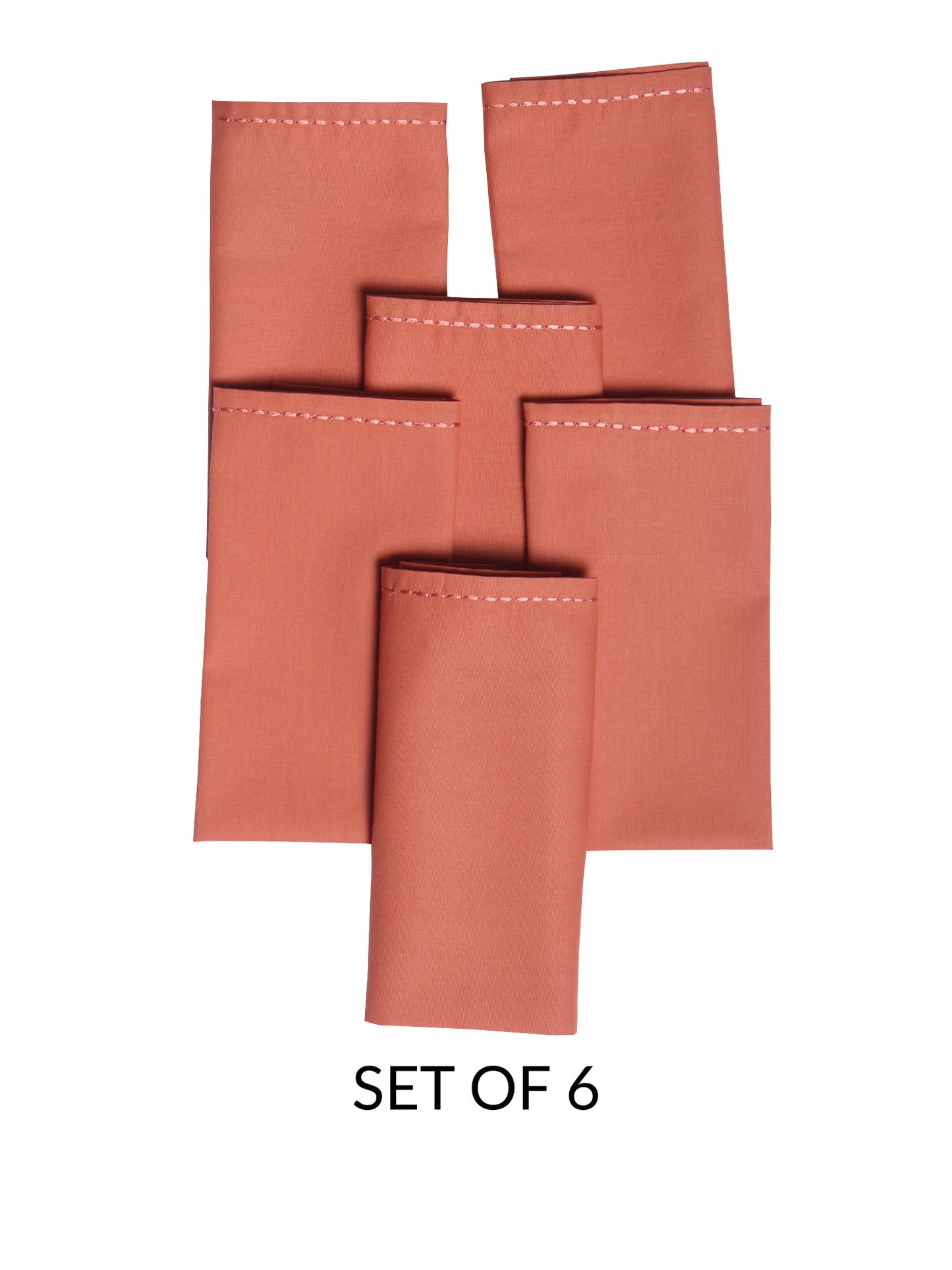 chawal taka hand embroidered set of 6 dinner napkins in dark coral color - 16x16 inch