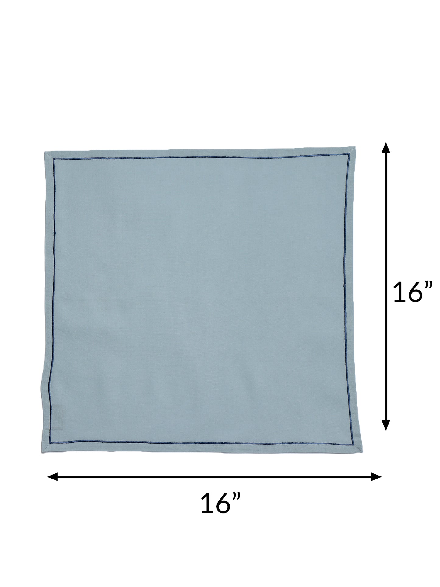 set of 6 embroidered dinner napkins in cotton fabric in blue color - 16x16 inch