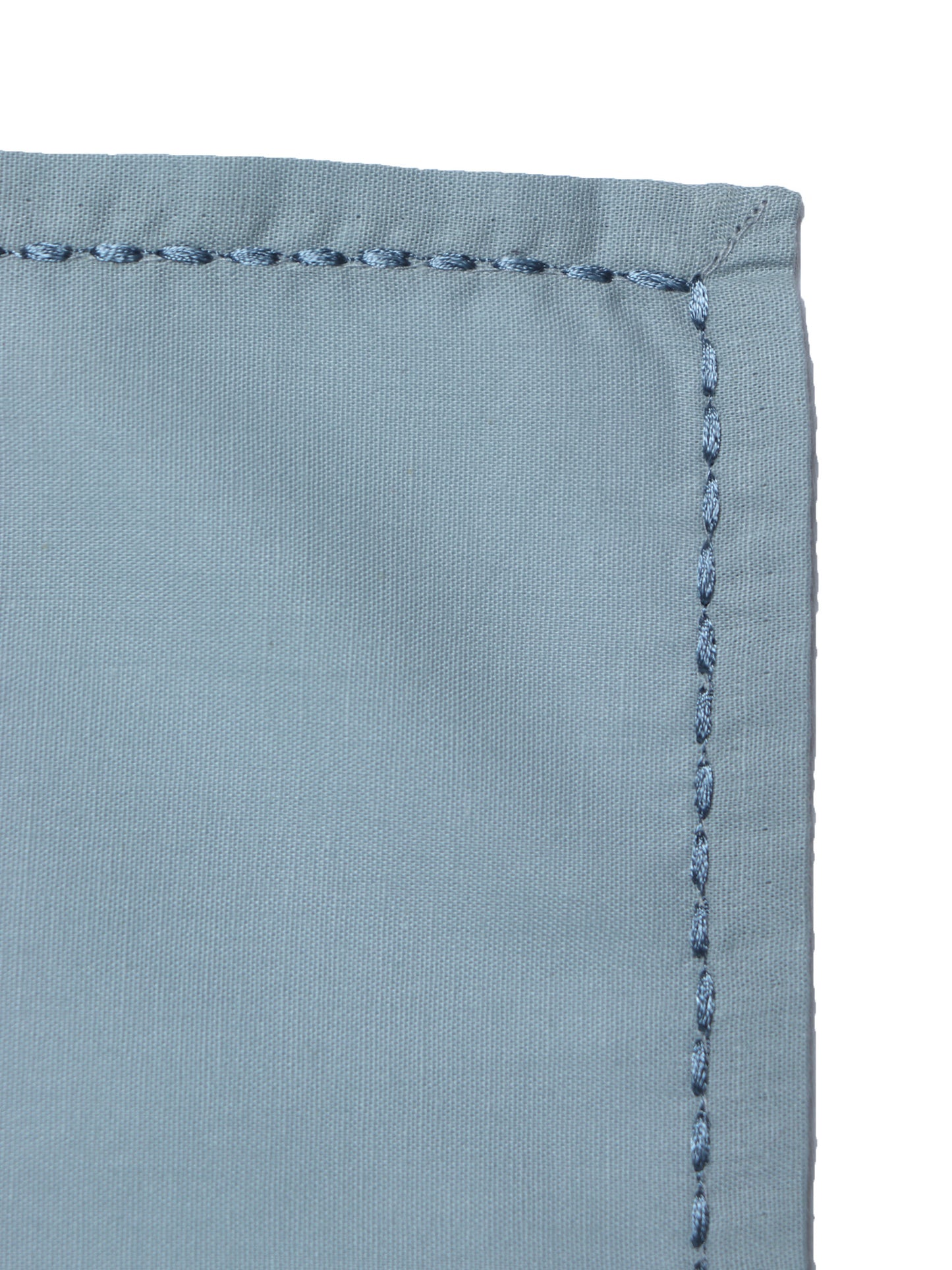 closeup of chawal taka hand embroidered set of 6 dinner napkins in blue color - 16x16 inch