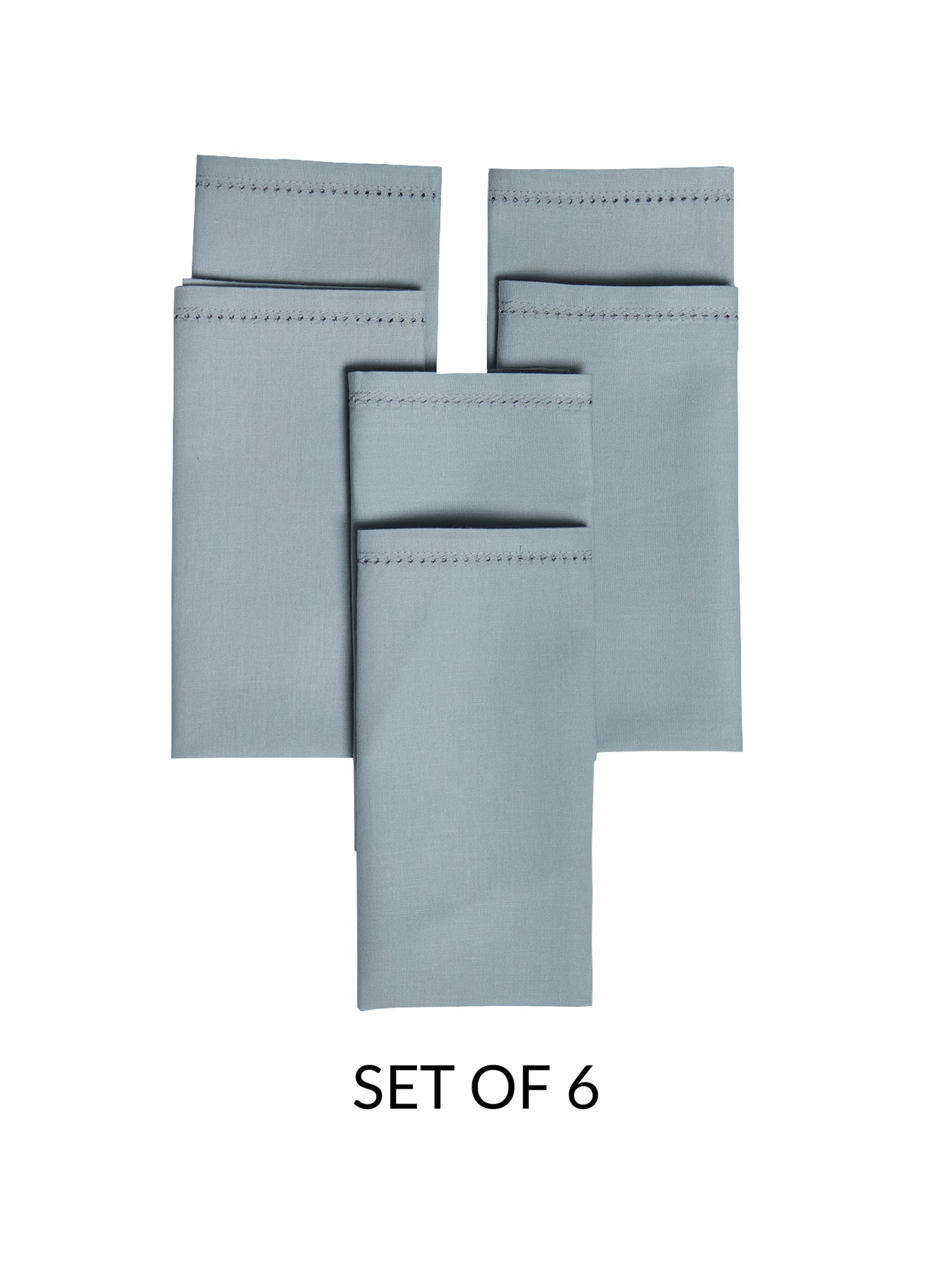 fagotting embroidered set of 6 dinner napkins in blue color - 16x16 inch