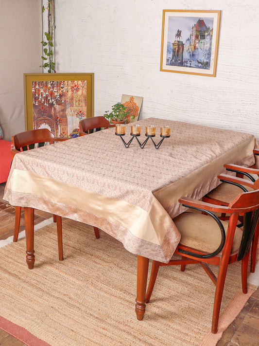 Brocade Table Cover with Paisley Pattern with Golden Border - 52in x 84in
