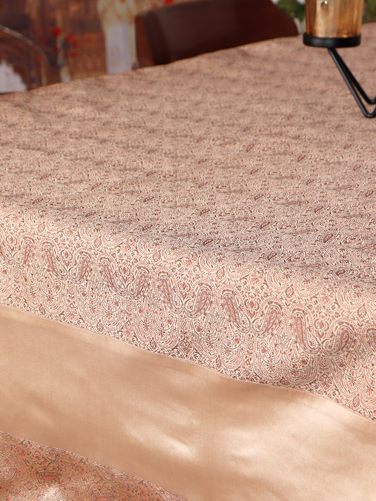Brocade Table Cover with Paisley Pattern with Golden Border - 52in x 84in
