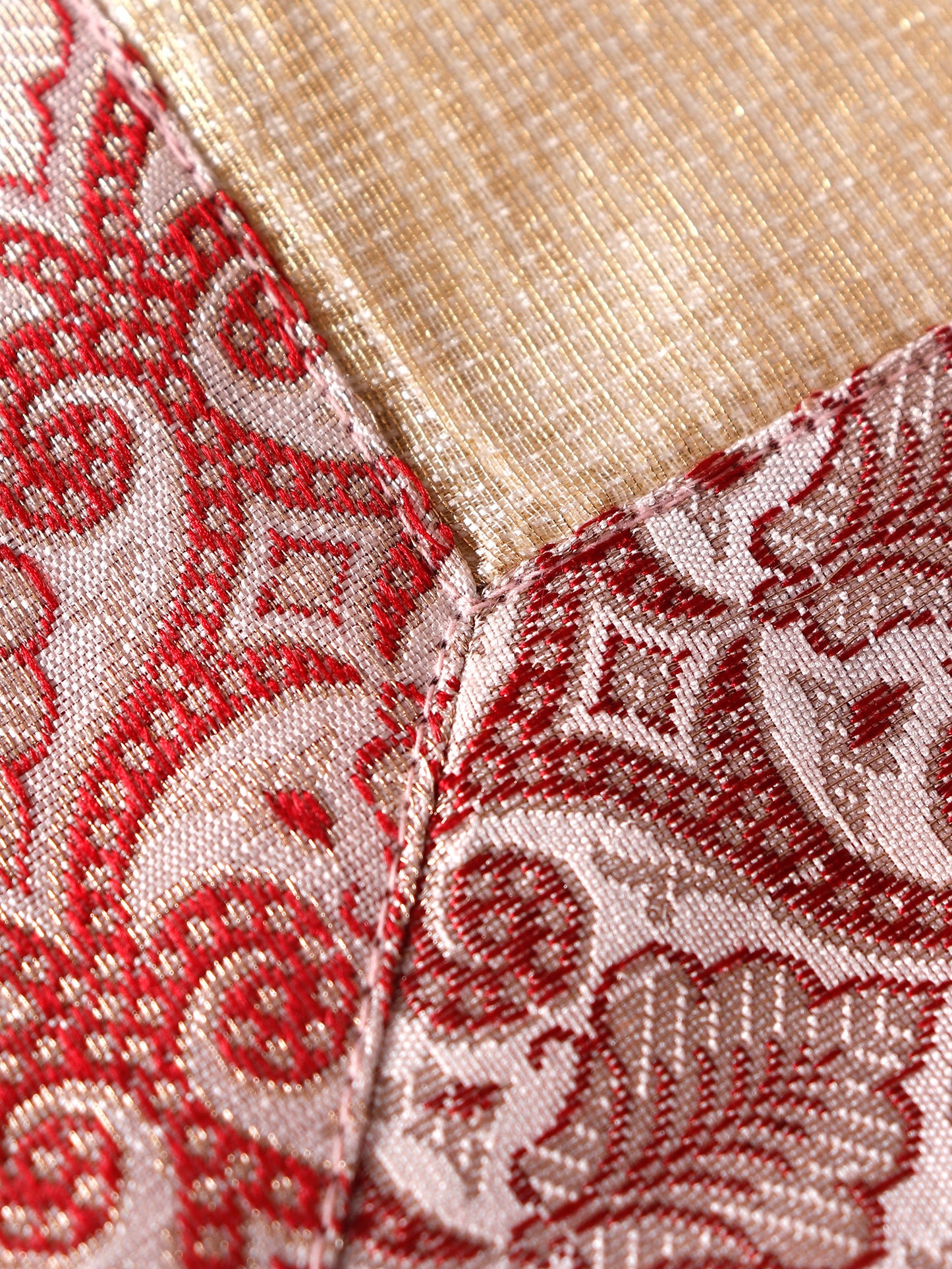 Brocade Table Cover with Golden/Red Border and Golden Tassels - 52in x 84in