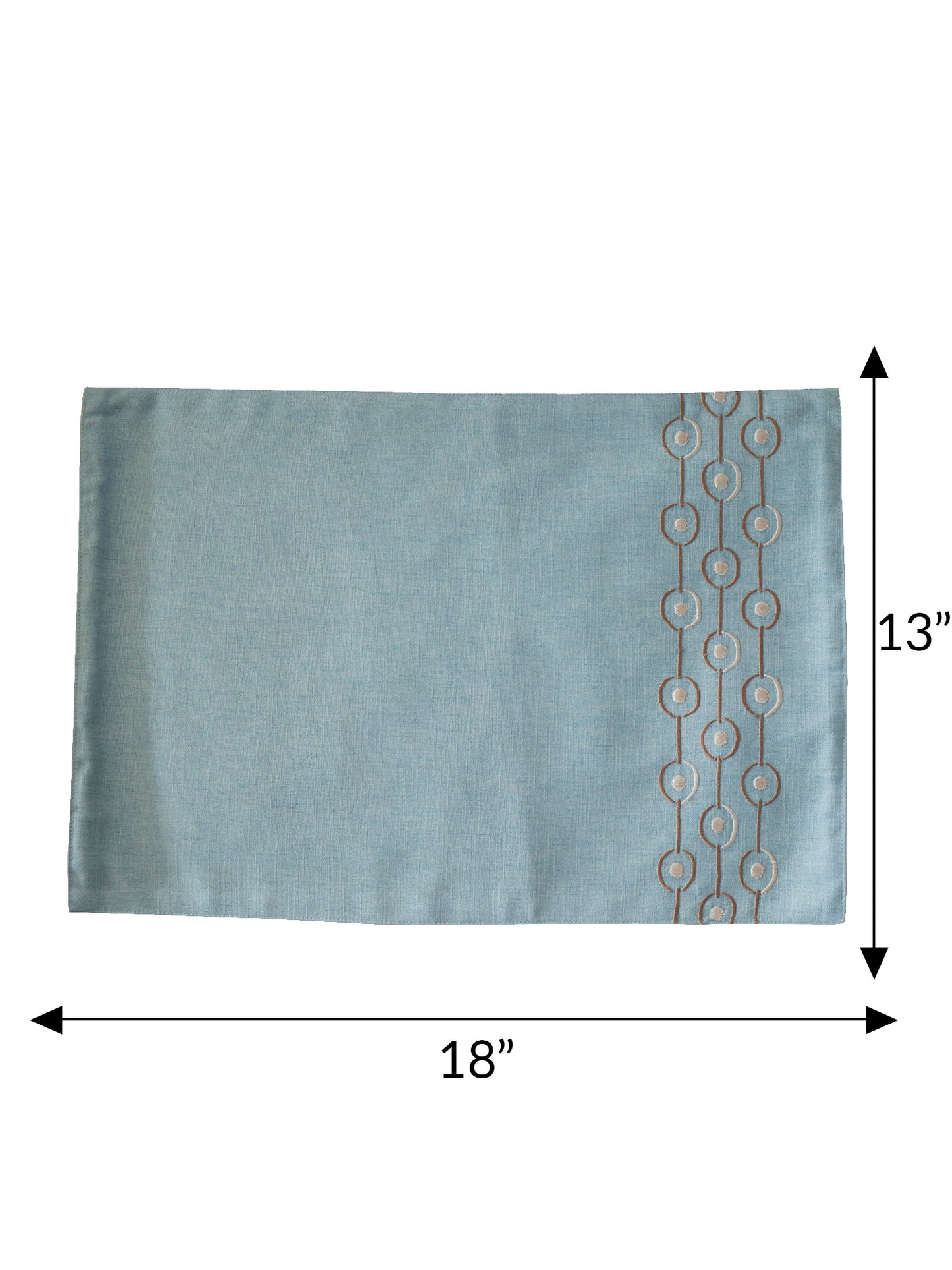 Embroidered Placemat/Tablemats and Napkins Set Polycanvas - Light Blue Set of 6 Mats 13x19 in & 6 Napkins 16x16in (33x48 cms, 40x40 cms)