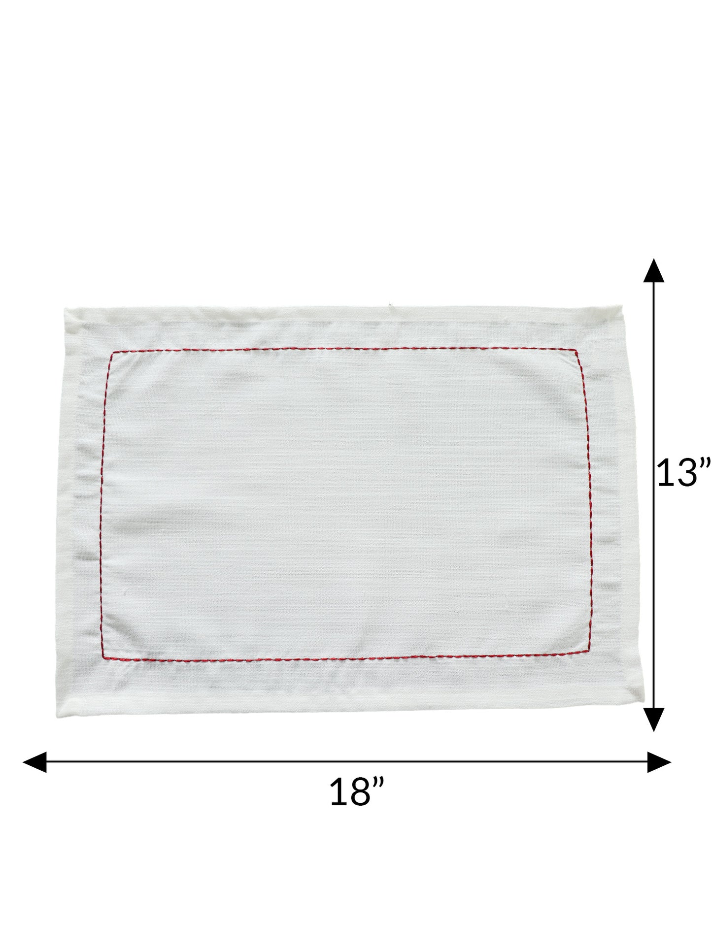 embroidered dinner table placemats in white and red contrast - 13x19 inch