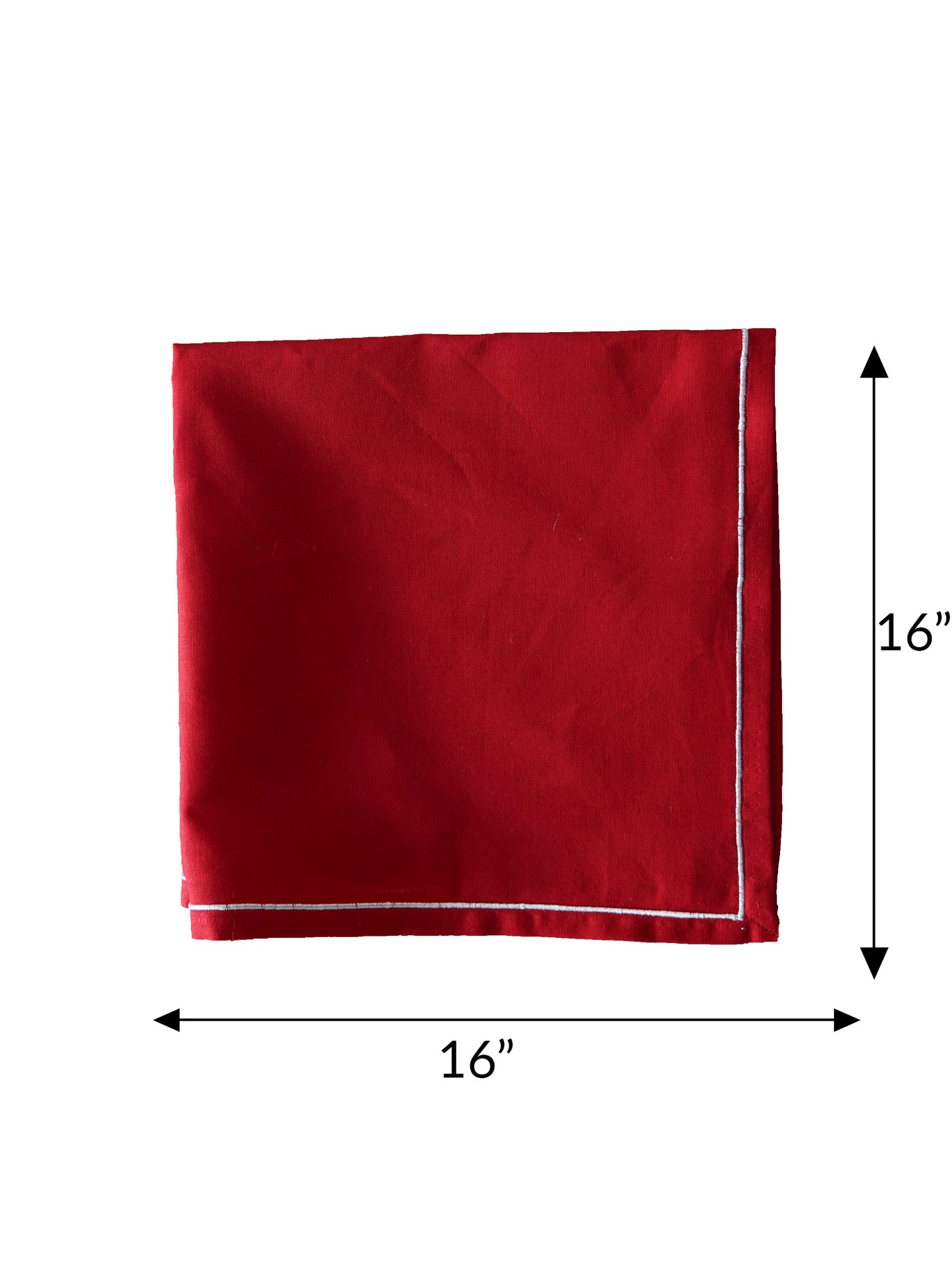 embroidered dinner table napkins in white and red contrast - 13x19 inch