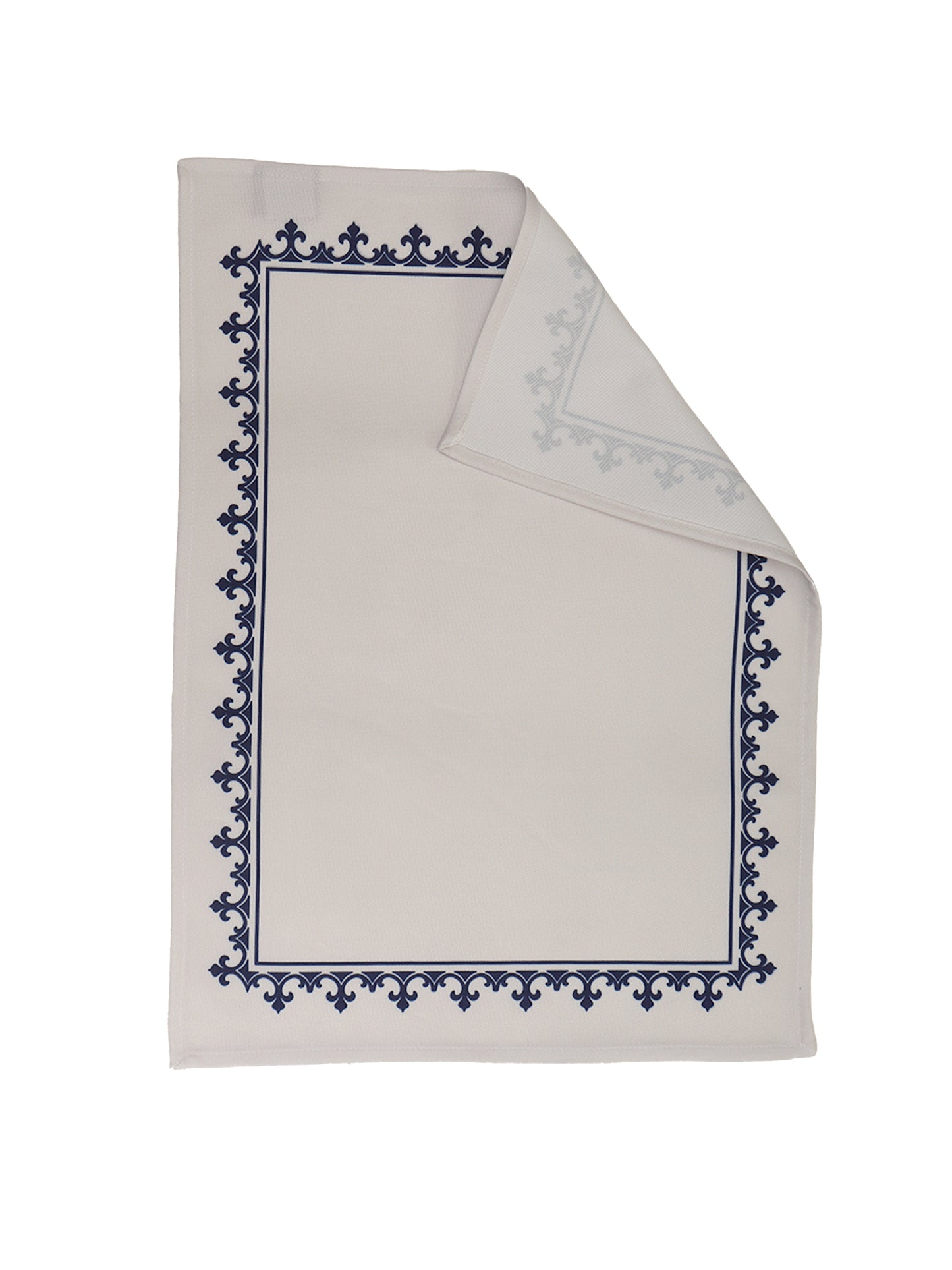 Printed Mats Napkins (Set of 6 each) Cotton Blend White Blue - 13x18in, 16x16in