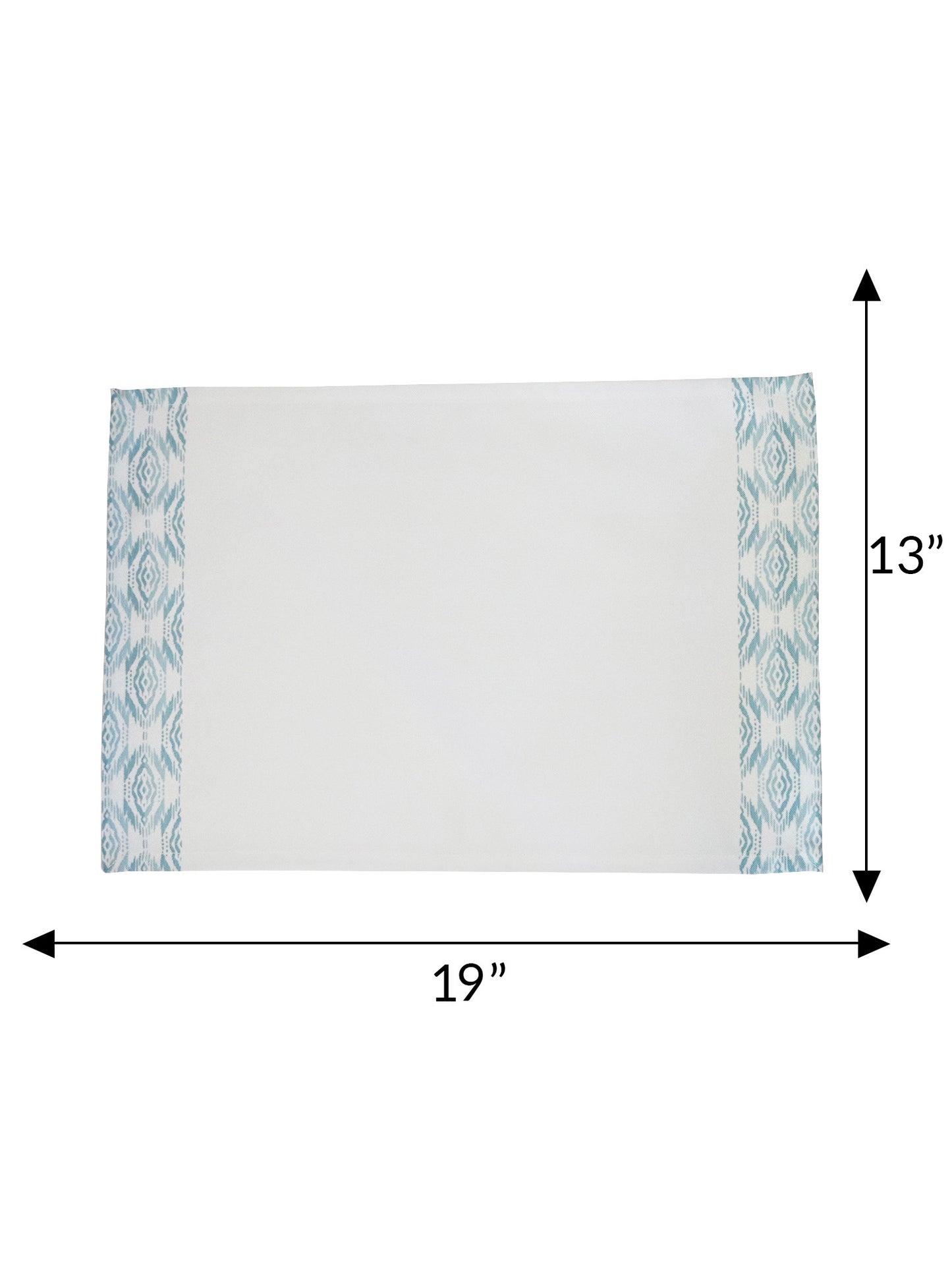 Printed Border Tablemats and Napkins Set Polycanvas - Light Blue Set of 6 Mats 13x19 in & 6 Napkins 16x16in