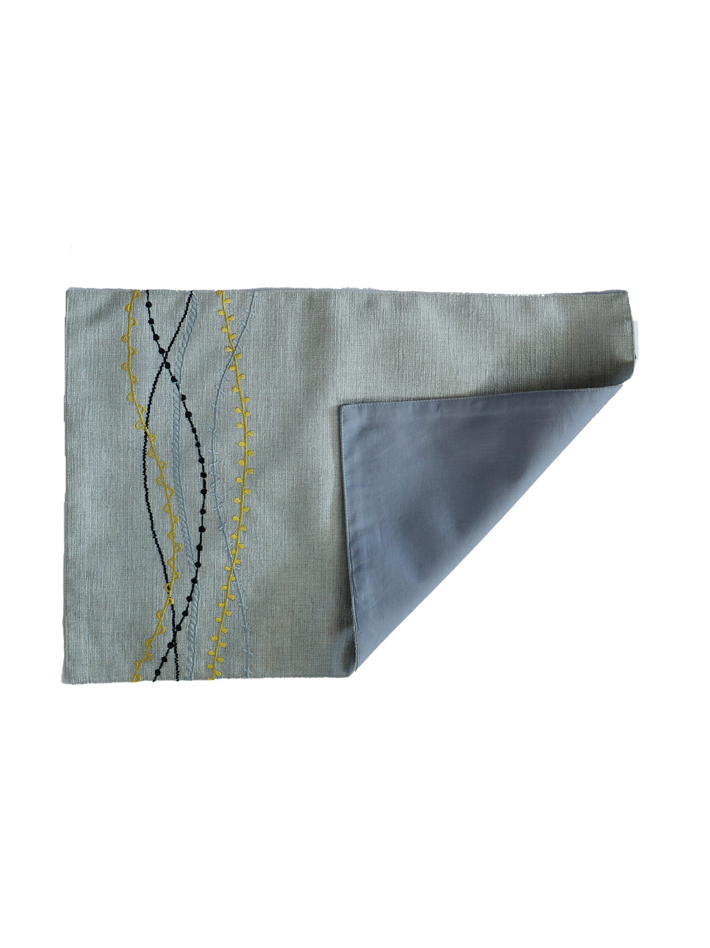 embroidered dinner placemats and embroidered cotton napkins in grey color - 13x19 inch