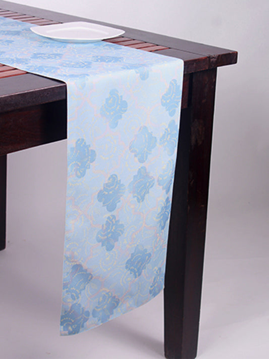 Mughal-Jaali Pattern Printed Cotton Table Runner | 4 and 6 Seater | 12 Inch x 84 Inch | Blue