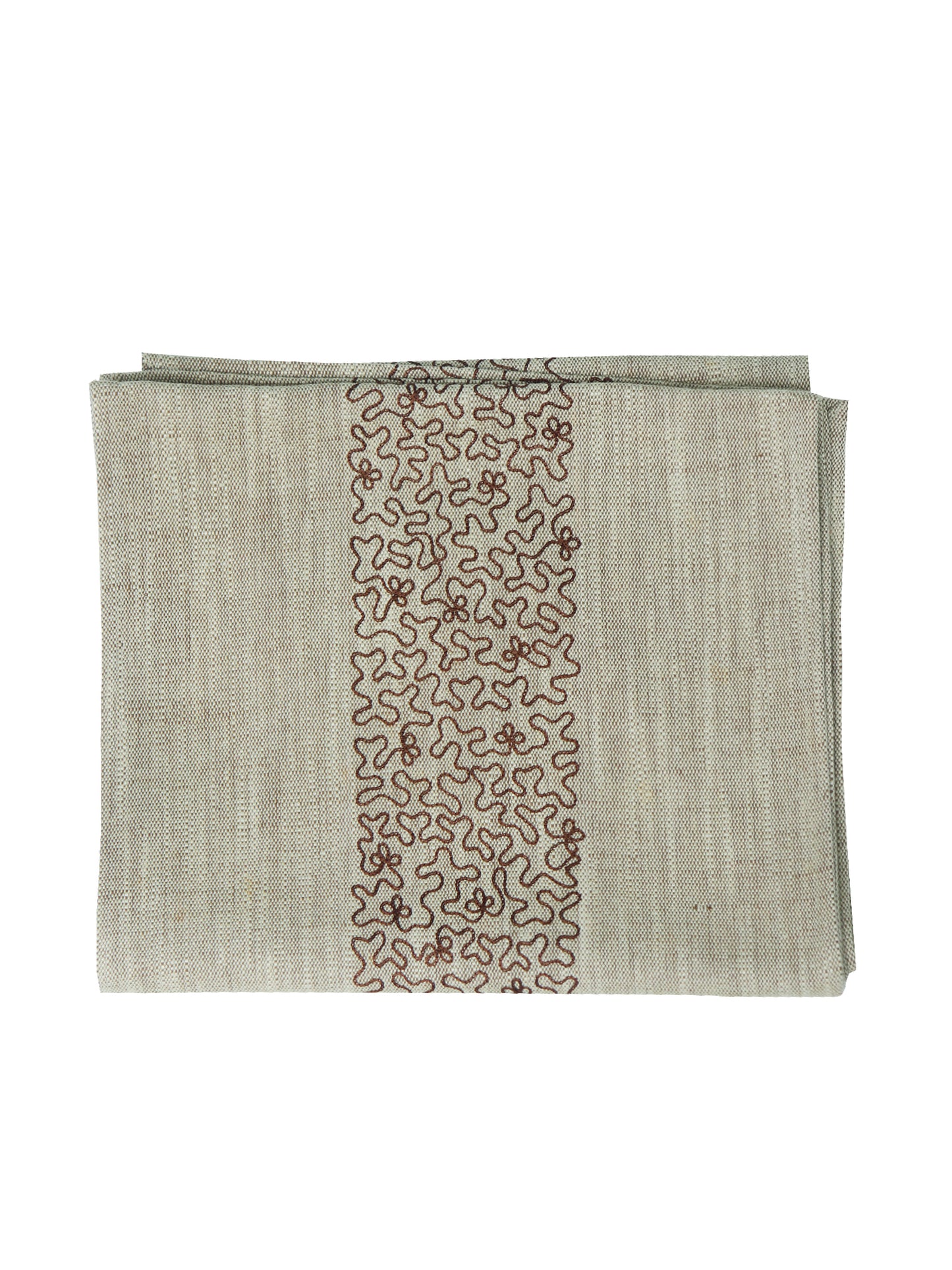 Aari Technique Embroidered | Beige Color Table Runner | 4 and 6 Seater | 12 Inch x 84 Inch | Cotton