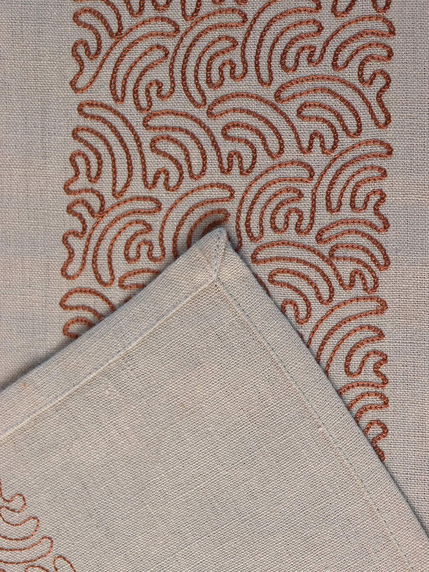 Red Embroidered Cotton Table Runner | 4 and 6 Seater | 12 Inch x 84 Inch | Off White