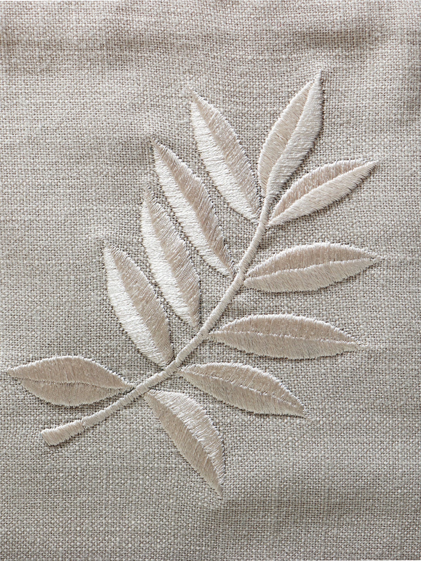 Table Runner 2 Tone Leaves Embroidered with Tassels | Beige - 12in X 84in