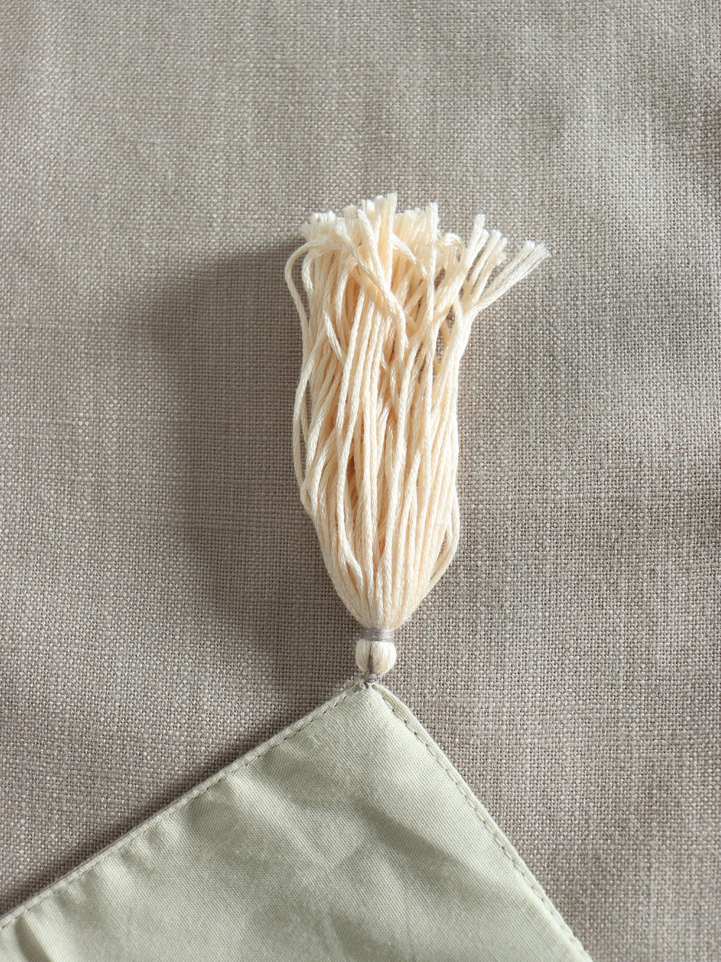 Table Runner 2 Tone Leaves Embroidered with Tassels | Beige - 12in X 84in