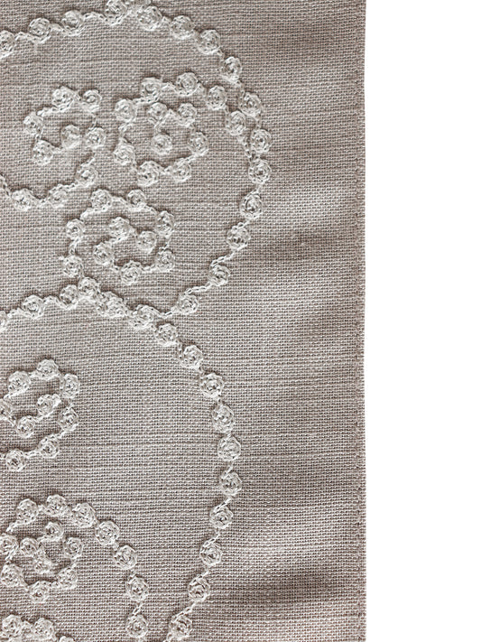 Zeba World (Luxury) Table Runner with Dotted Embroidery with Laces on longer ends | Grey 6 Seater Table Runner Cloth, Table Runner for Living Room, Dining Table - 30 cms x 210 cms; 12 x 84 inches