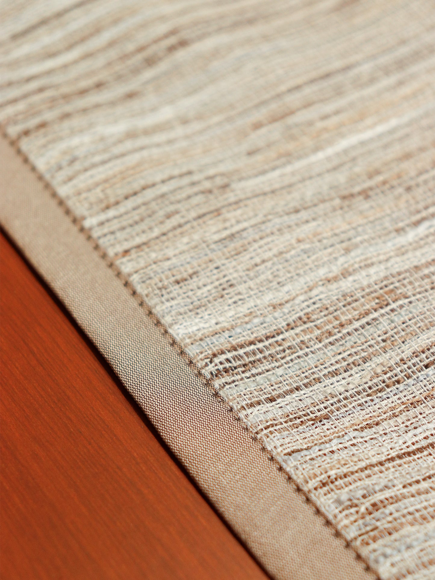 Patti Work | Two Tone Polyester Table Runner | 4 and 6 Seater | 14 Inch x 108 Inch | Beige