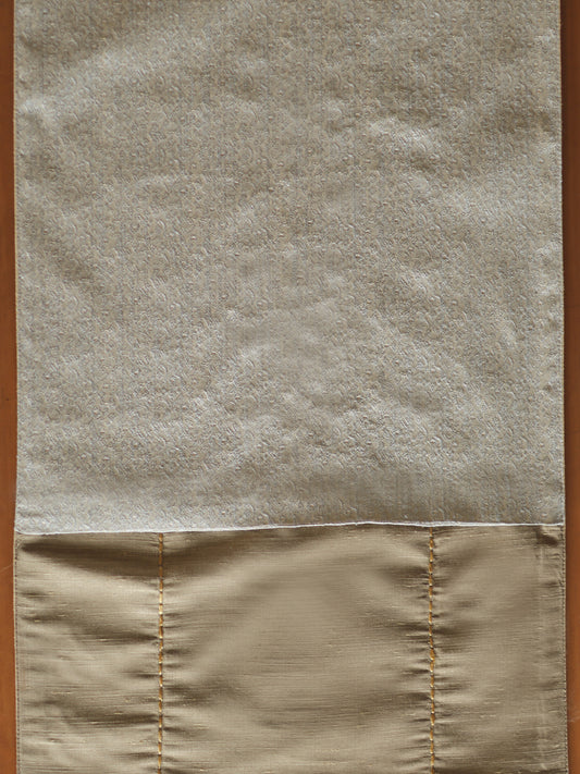 Grey & Brown Brocade Table Runner with Embroidery and Tassels, 12x84inch