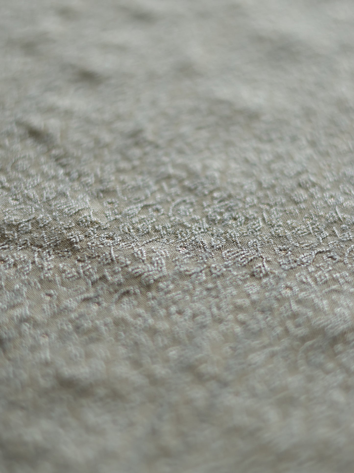 Grey & Brown Brocade Table Runner with Embroidery and Tassels | 12 Inch x 84 Inch