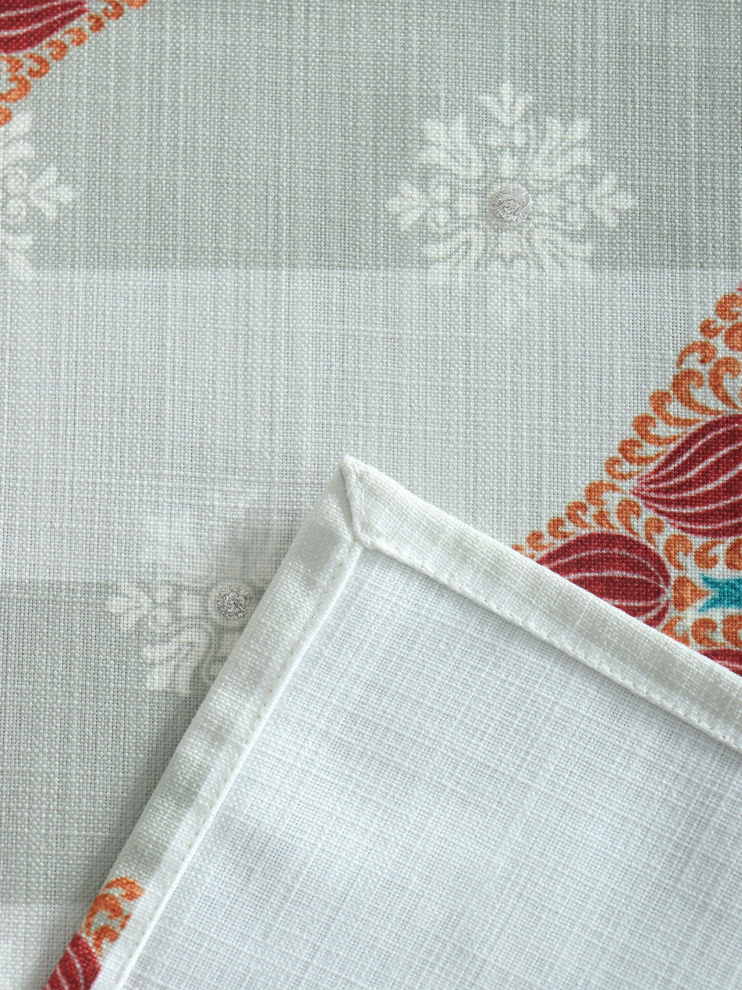 closeup of backing of hand embroidered table runner