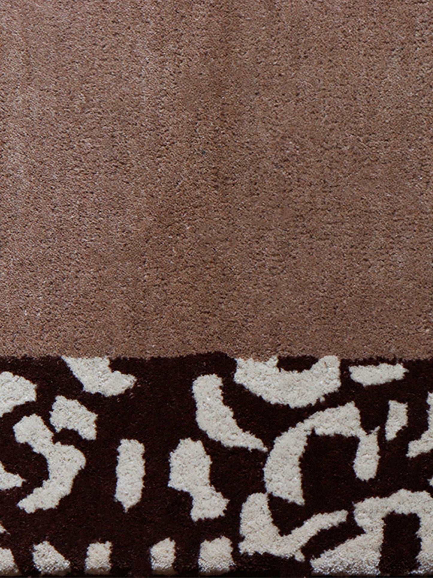 Carpet Hand Tufted 100% Woollen Border Beige And Brown Leopard - 4ft X 6ft