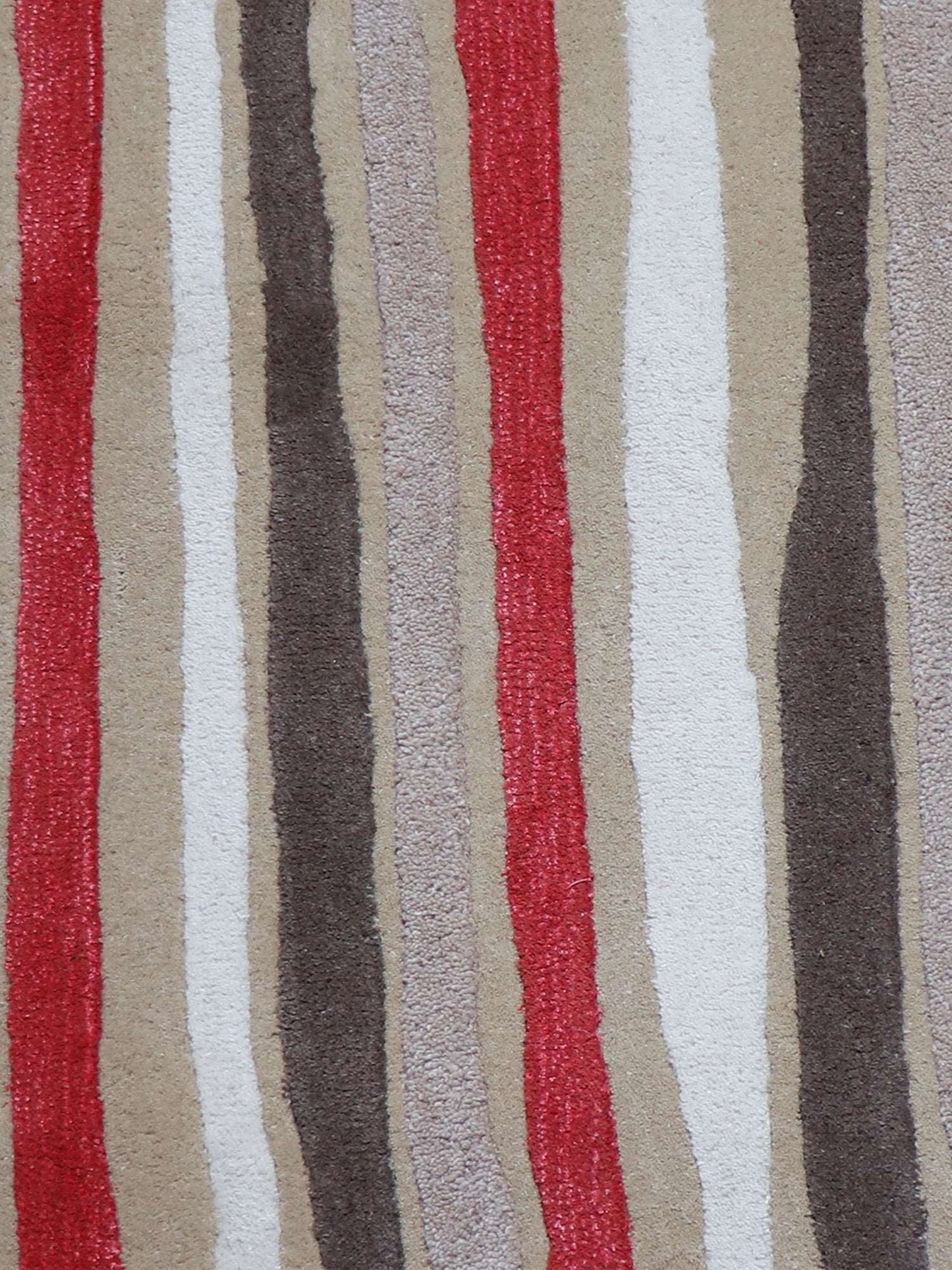 Carpet Hand Tufted 100% Woollen Modern Striped Beige And Coral - 4ft X 6ft