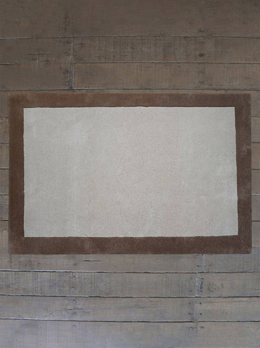 Carpet Hand Tufted 100% Woollen Off White Beige Border - 4ft X 6ft