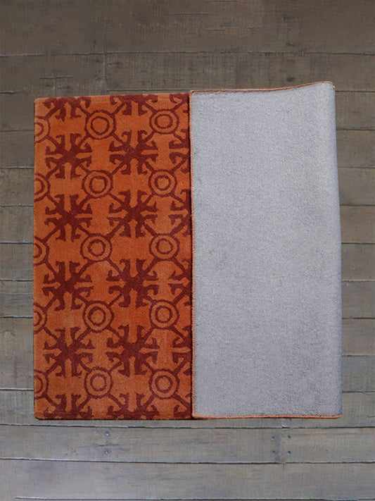 Carpet Hand Tufted 100% Woollen Rust Cuban Tile - 4ft X 6ft