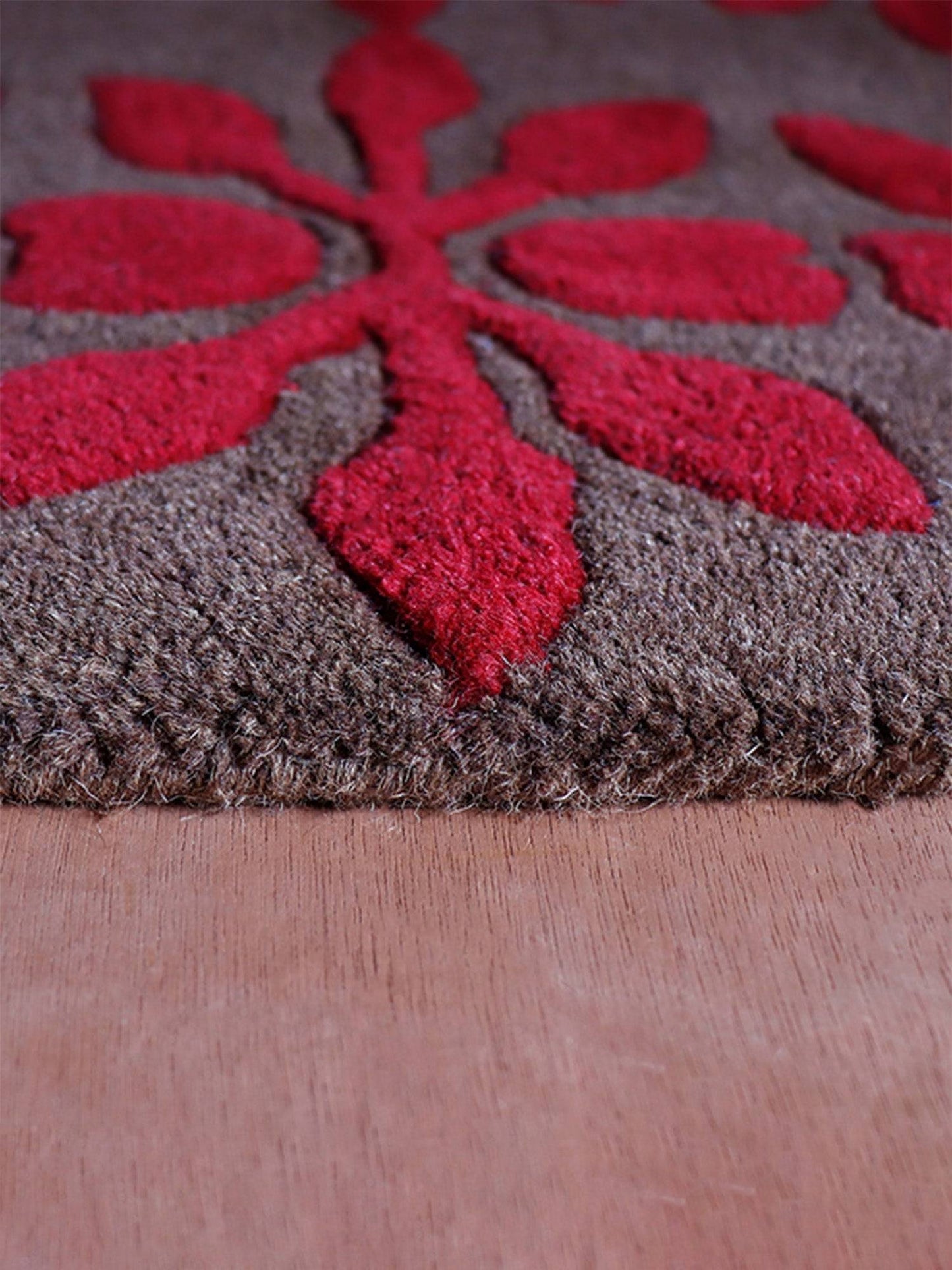 Carpet Hand Tufted 100% Woollen Red And Maroon Transitional - 4ft X 6ft