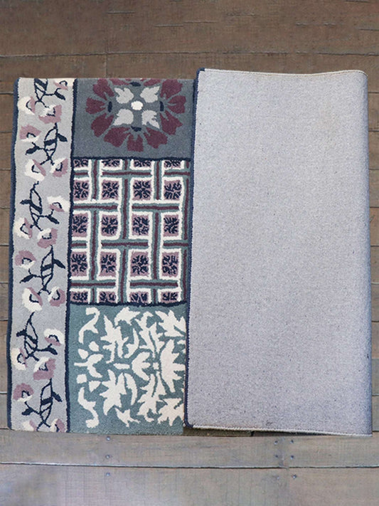 Carpet Hand Tufted 100% Woollen Patchwork Grey And Pink - 4ft X 6ft