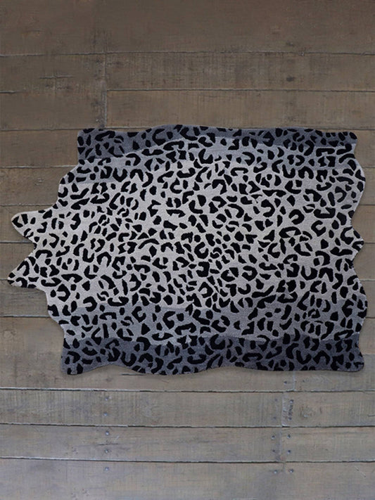 Carpet Hand Tufted 100% Woollen Grey And Black Animal Print - 4ft X 6ft