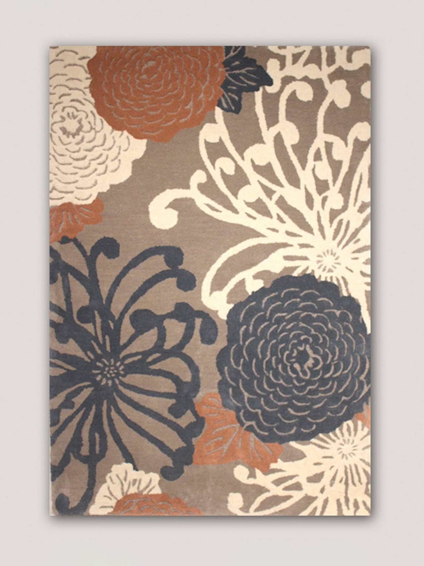 Carpet Hand Tufted 100% Woollen Grey Rust Beige - 4ft X 6ft