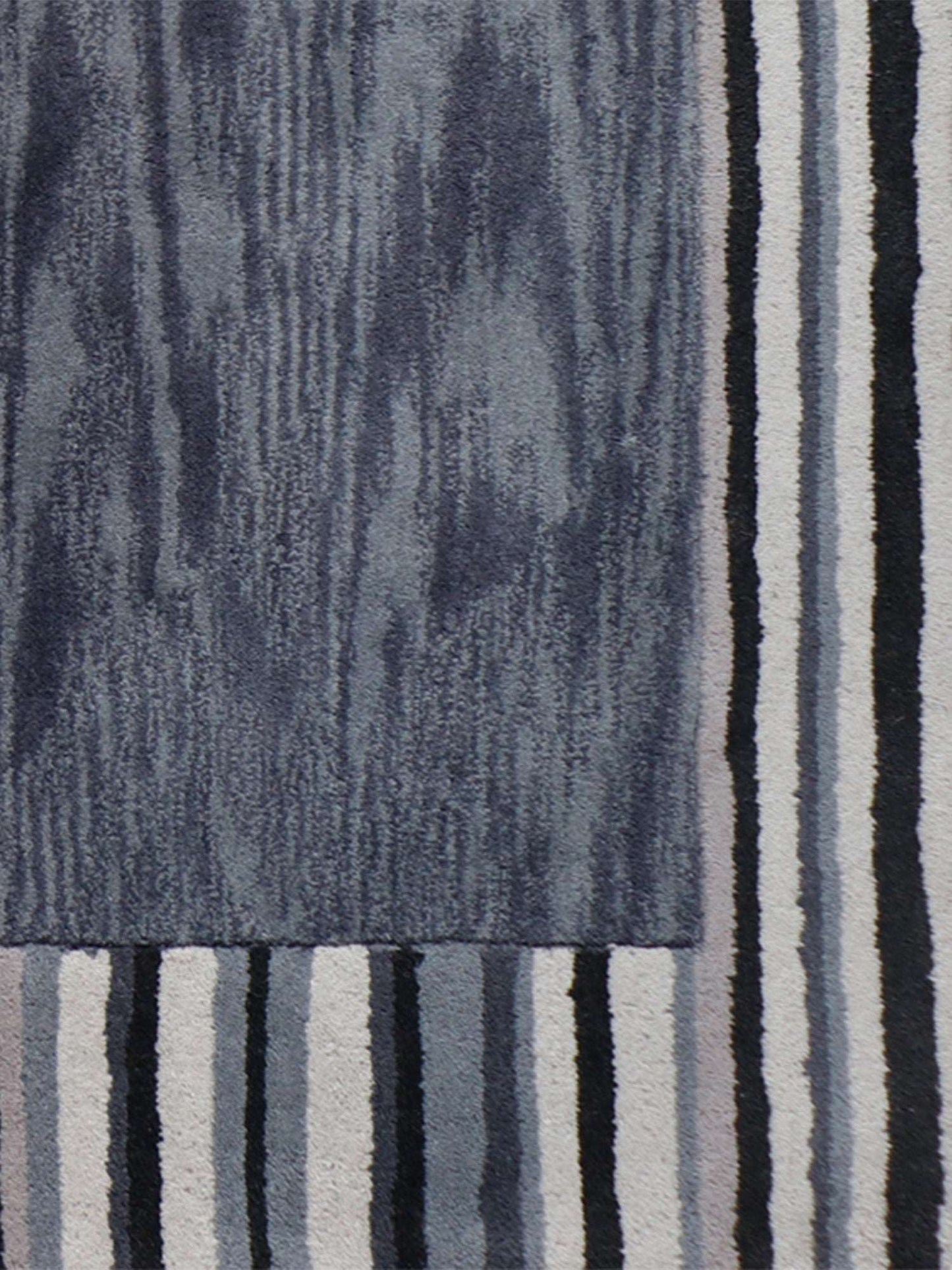 Carpet Hand Tufted 100% Woollen Grey Border Stripes - 4ft X 6ft