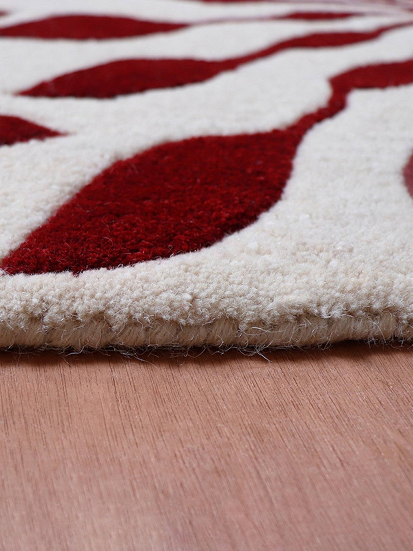 Carpet Hand Tufted 100% Woollen Floral Decadence Wine Red - 4ft X 6ft