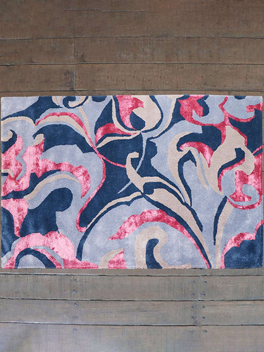 Carpet Hand Tufted 100% Woollen Beige Grey Burgandy Abstract Flow - 4ft X 6ft