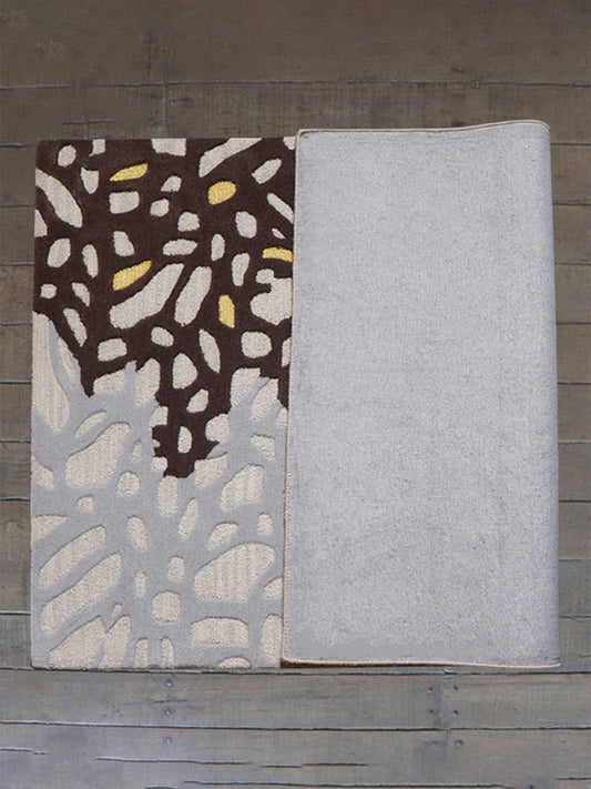 Carpet Hand Tufted 100% Woollen Mushroom Brown Animal Print - 4ft X 6ft