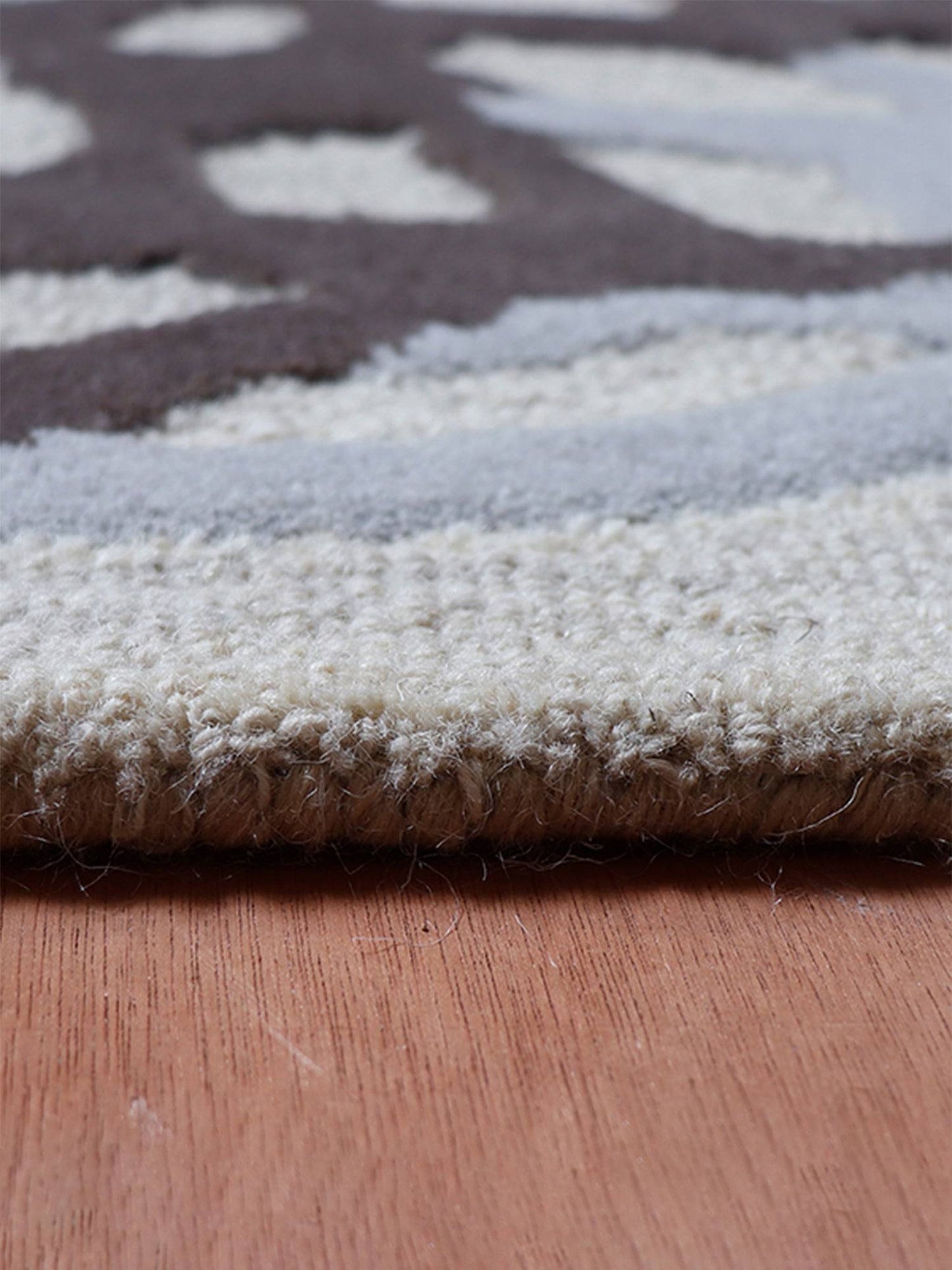 Carpet Hand Tufted 100% Woollen Mushroom Brown Animal Print - 4ft X 6ft